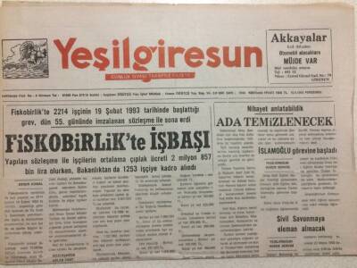 Yeşil Giresun Gazetesi 15 Nisan 1993 - Fiskobirlikte İşbaşı GZ32752 - 1