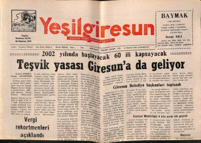 Yeşil Giresun Gazetesi 15 Nisan 2000 - Teşvik Yasası Giresuna da Geliyor GZ77932 - 1