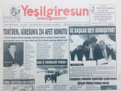 Yeşil Giresun Gazetesi 15 Şubat 2006 - Tokiden Giresuna 234 Afet Konutu GZ40761 - 1