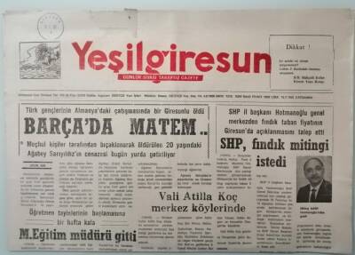 Yeşil Giresun Gazetesi 15 Temmuz 1992 Sahil Yoluna Dikkat -GZ37448 - 1