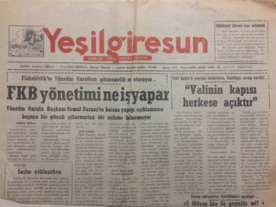 Yeşil Giresun Gazetesi 16 Ekim 1995 - Valinin Kapısı Her Yere Açıktır GZ38475 - 1