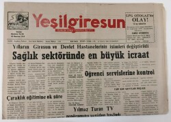 Yeşil Giresun Gazetesi 16 Eylül 2000 - Sağlık Sektöründe En Büyük İcraat GZ13348 - 2