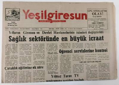 Yeşil Giresun Gazetesi 16 Eylül 2000 - Sağlık Sektöründe En Büyük İcraat GZ13348 - 2