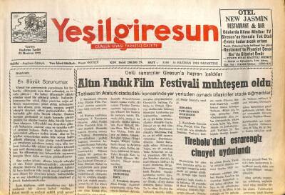 Yeşil Giresun Gazetesi 16 Haziran 2003 - Tireboludaki Esrarengiz Cinayet Çözüldü GZ101620 - 2