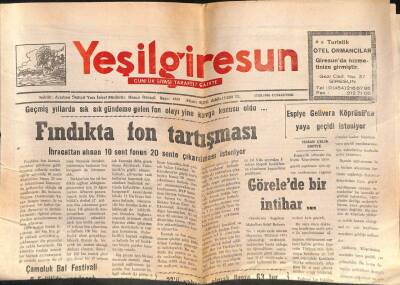 Yeşil Giresun Gazetesi 17 Ağustos 1996 - Fındıkta Ton Tartışması GZ108059 - 1