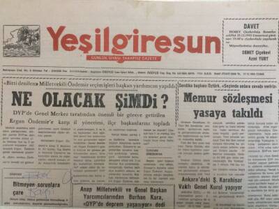 Yeşil Giresun Gazetesi 17 Aralık 1993 - Memur Sözleşmesi Yasaya Takıldı GZ35243 - 1