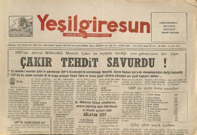 Yeşil Giresun Gazetesi 17 Eylül 1991 - Mustafa Çakır Tehdit Savurdu ! GZ115820 - 1