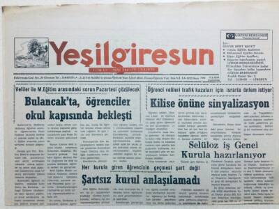 Yeşil Giresun Gazetesi 17 Eylül 1994 - Kilise Önüne Sinyalizasyon GZ41147 - 1