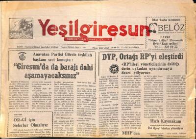 Yeşil Giresun Gazetesi 17 Mart 1997 - OR-Gİ İçin Seferber Olmalıyız GZ79717 - 1
