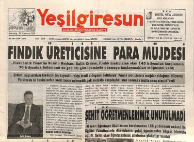 Yeşil Giresun Gazetesi 17 Mart 2006 - Fındık Üreticisine Para Müjdesi GZ108737 - 1