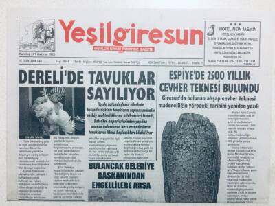 Yeşil Giresun Gazetesi 17 Ocak 2006 - Espiyede 2500 Yıllık Cevher Teknesi Bulundu GZ41664 - 1
