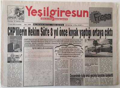 Yeşil Giresun Gazetesi 17 Ocak 2009 - Chplilerin Hekim Süte 8 Yıl Önce Kıyak Yaptığı Ortaya Çıktı GZ28921 - 1