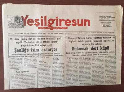 Yeşil Giresun Gazetesi 17 Şubat 1992- Aksu Şenliğine İsim Aranıyor GZ10221 - 1