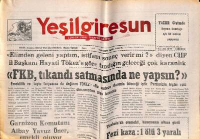 Yeşil Giresun Gazetesi 17 Şubat 1996 - FKB Tıkandı Satmasın da Ne Yapsın? GZ108062 - 1