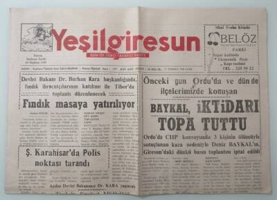 Yeşil Giresun Gazetesi 17 Temmuz 1998 Baykal İktidarı Topa Tuttu -GZ33376 - 1