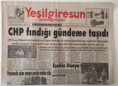 Yeşil Giresun Gazetesi 17 Temmuz 2008 - CHP Fındığı Gündeme Taşıdı GZ28939 - 1