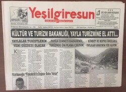 Yeşil Giresun Gazetesi 18 Ağustos 2004- Yaylalar Turistlerin Yeni Gözdesi Olacak GZ6897 - 2