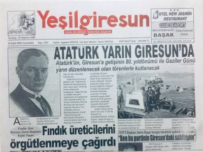 Yeşil Giresun Gazetesi 18 Eylül 2004 - Atatürk Yarın Giresunda GZ41136 - 1