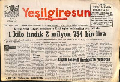 Yeşil Giresun Gazetesi 18 Haziran 2003 - Kuşdili Festivali Karabörkte Yapılacak GZ101629 - 2