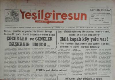 Yeşil Giresun Gazetesi 18 Mart 1992-Keşap Lisesi Müdürü Hakkında Soruşturma Açıldı GZ45628 - 1