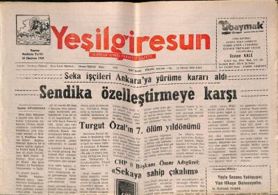 Yeşil Giresun Gazetesi 18 Nisan 2000 - Seka İşçileri Ankaraya Yürüme Kararı Aldı GZ77930 - 1