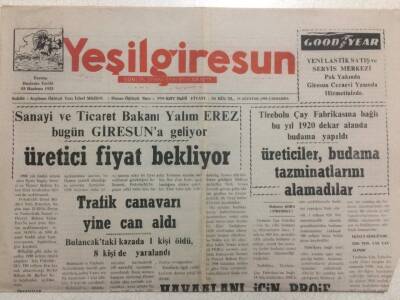 Yeşil Giresun Gazetesi 19 Ağustos 1998 - Trafik Canavarı Can Aldı GZ34445 - 1