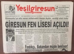 Yeşil Giresun Gazetesi 19 Ağustos 2004-Giresunda Fen Lisesi Açıldı GZ6898 - 1