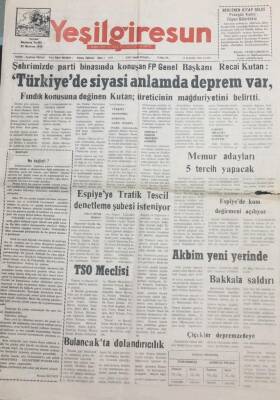 Yeşil Giresun Gazetesi 19 Kasım 1999 Türkiyede Siyasi Anlamda Deprem Var GZ30705 - 1