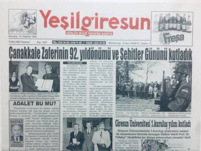 Yeşil Giresun Gazetesi 19 Mart 2007 - Giresunspor Tutulmuyor 1-2 GZ41086 - 1