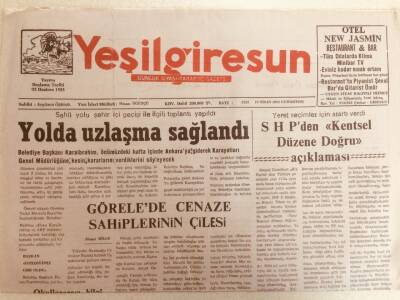 Yeşil Giresun Gazetesi 19 Nisan 2003 - Yolda Uzlaşma Sağlandı GZ38763 - 1