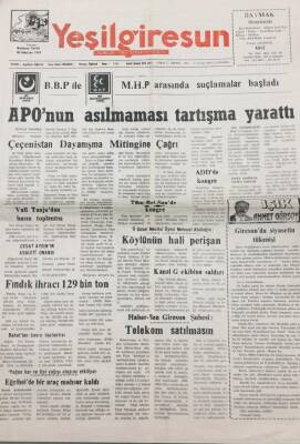 Yeşil Giresun Gazetesi 19 Ocak 2000 Aponun Asılmaması Tartışma Yarattı GZ26078 - 1