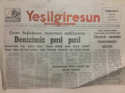 Yeşil Giresun Gazetesi 2 Ağustos 1990 - Denizimiz Pırıl Pırıl GZ32281 - 1