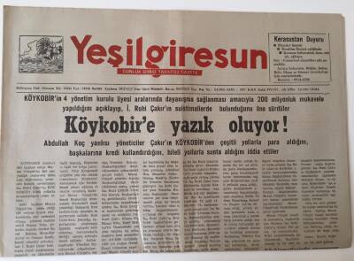 Yeşil Giresun Gazetesi - 2 Ağustos 1991 - Köykobire Yazık Oluyor ! - GZ43656 - 2