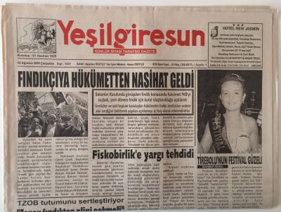 Yeşil Giresun Gazetesi 2 Ağustos 2006 - Fındıkçıya Hükümetten Nasihat Geldi GZ28968 - 1