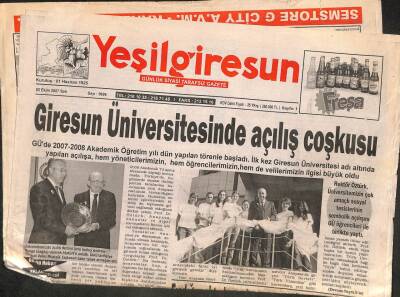 Yeşil Giresun Gazetesi 2 Ekim 2007 - Nurettin Caniklinin Liman Resti ! - Giresun Üniversitesinde Açılış Coşkusu GZ109430 - 1