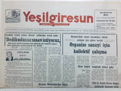 Yeşil Giresun Gazetesi 2 Haziran 1992 - Organize Sanayi İçin Kollektif Çalışma GZ41076 - 1