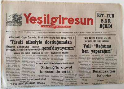 Yeşil Giresun Gazetesi 2 Kasım 1993 - Zaimoğlu Otoyol Konusunda Israrlı , Osman Ağa Çizgi Roman Oluyor GZ28614 - 1