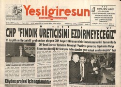 Yeşil Giresun Gazetesi 2 Mart 2006 - CHP Fındık Üreticisini Ezdirmeyeceğiz GZ101594 - 1