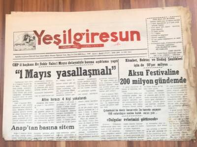 Yeşil Giresun Gazetesi 2 Mayıs 1995 - 1 Mayıs Yasallaşmalı GZ1699 - 2