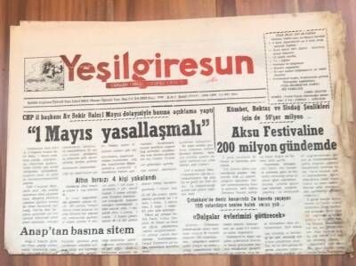 Yeşil Giresun Gazetesi 2 Mayıs 1995 - 1 Mayıs Yasallaşmalı GZ1699 - 1