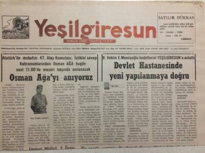 Yeşil Giresun Gazetesi 2 Nisan 1992 - Osmanağayı Anıyoruz GZ34468 - 1