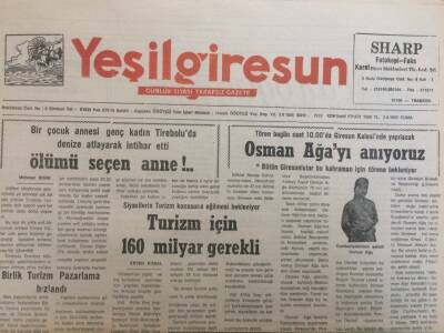 Yeşil Giresun Gazetesi 2 Nisan 1993 - Osman Ağayı Anıyoruz GZ35239 - 1