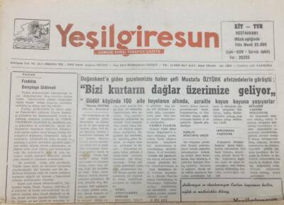 Yeşil Giresun Gazetesi 2 Temmuz 1990 Afetzedeler Bizi Kurtarın Dağlar Üzerimize Geliyor GZ30945 - 1