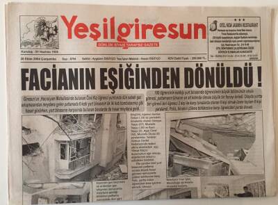 Yeşil Giresun Gazetesi 20 Ekim 2005 - Kız Öğrenci Yurdunda Facianın Eşiğinden Dönüldü GZ28624 - 1