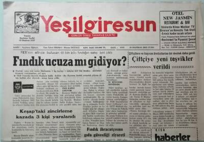 Yeşil Giresun Gazetesi 20 Haziran 2003 Fındık İhracatçısına Gıda Güvenliği Ziyareti -GZ33364 - 1