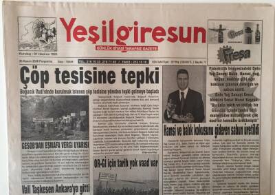 Yeşil Giresun Gazetesi 20 Kasım 2008 - Çöp Tesisine Tepki GZ28952 - 1