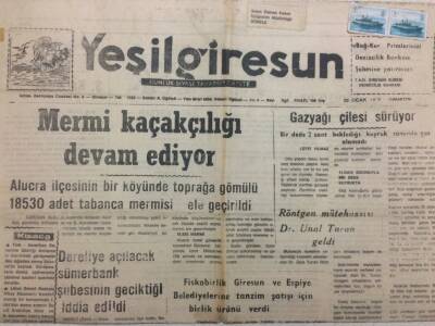 Yeşil Giresun Gazetesi 20 Ocak 1979 - Mermi Kaçakçılığı Devam Ediyor GZ38251 - 1