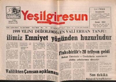 Yeşil Giresun Gazetesi 20 Ocak 2000 - Fiskobirlike 20 Trilyon Geldi GZ77915 - 1