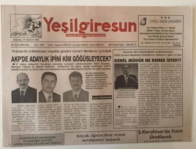 Yeşil Giresun Gazetesi 20 Ocak 2004 - AKPde Adaylık İpini Kim Göğüsleyecek ? GZ28669 - 1
