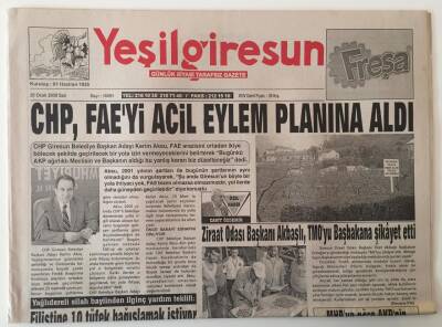 Yeşil Giresun Gazetesi 20 Ocak 2009 - CHP, FAEyi Acil Eylem Planına Aldı GZ28924 - 1